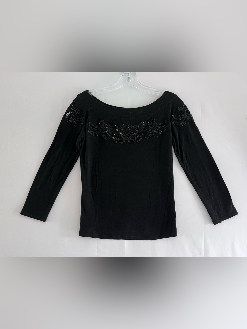 Whimsigoth Beaded Cutout Boatneck Top M